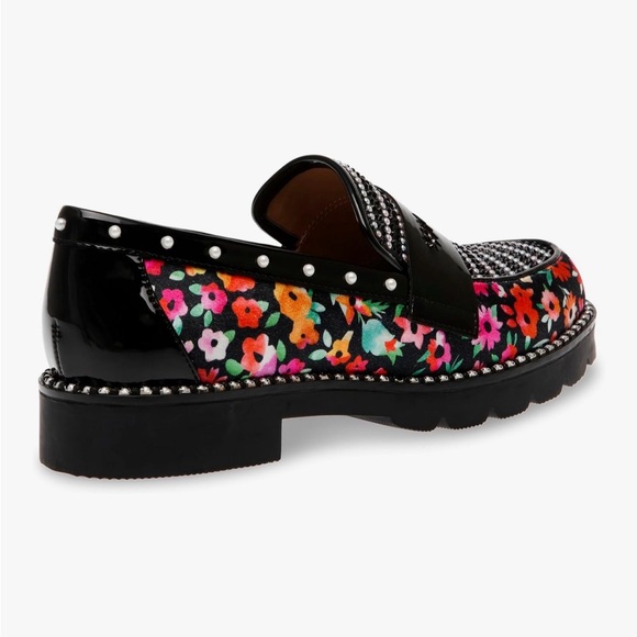 Betsey Johnson Black Floral Loafers - Picture 2 of 8